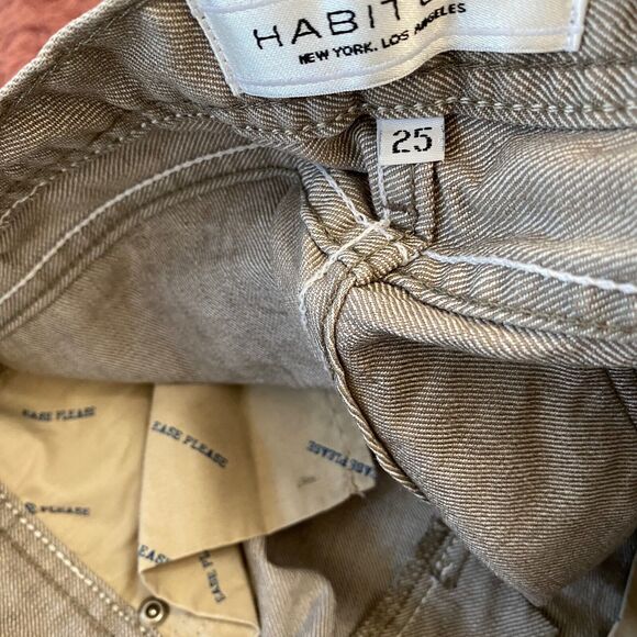 VTG Habitual Gray Taupe Low Rise Bermuda Long Line Design Pocket Denim Shorts 25 - Picture 9 of 10